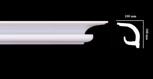 LED sierlijst profiel 120 met 10x10 cm afmetingen en zachte indirecte verlichting tegen het plafond